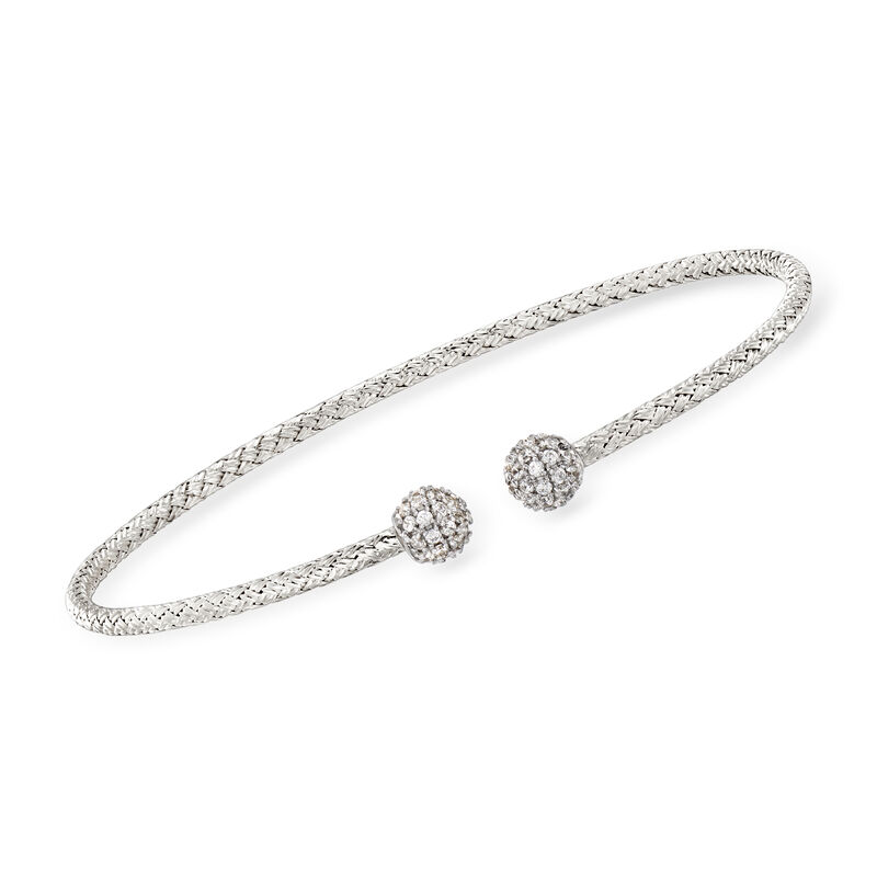 Charles Garnier &quot;Paolo&quot; .64 ct. t.w. CZ Cuff Bracelet in Sterling Silver. 7&quot; image number 0