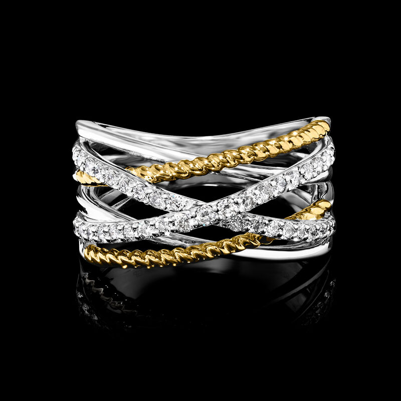 .50 ct. t.w. Lab-Grown Diamond Highway Ring in Sterling Silver and 18kt Gold Over Sterling image number 3