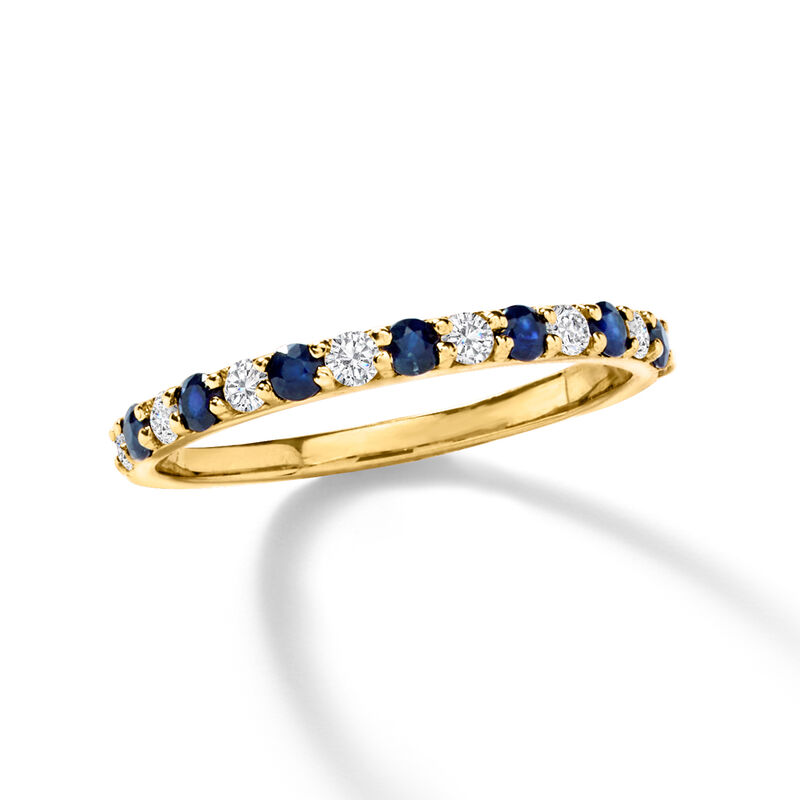 .30 ct. t.w. Sapphire and .24 ct. t.w. Diamond Ring in 14kt Yellow Gold image number 3