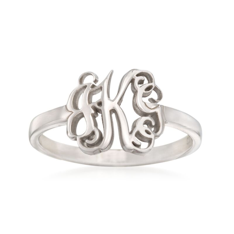 Sterling Silver Personalized Monogram Ring image number 0