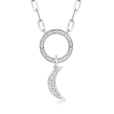 Diamond Moon Charm in Sterling Silver