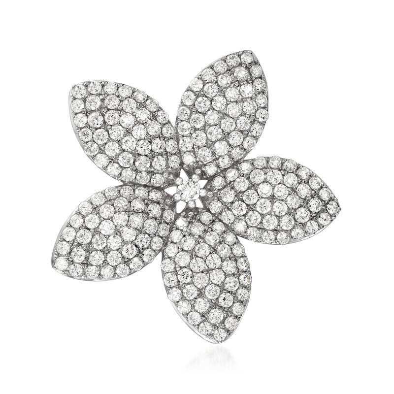 4.39 ct. t.w. Diamond Flower Pin/Pendant in 18kt White Gold image number 0