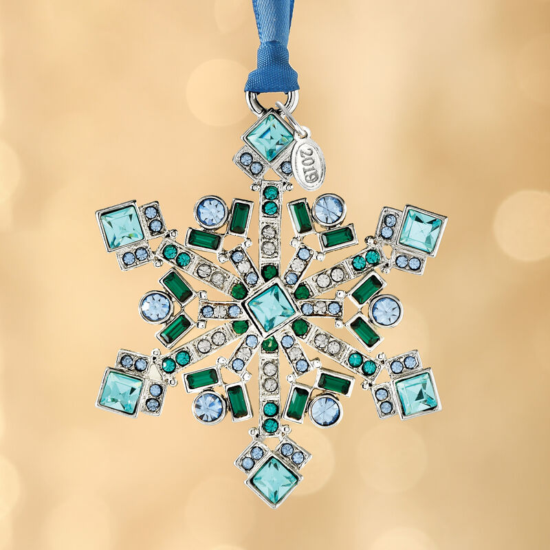 Ross-Simons 2019 Annual Multicolored Crystal Christmas Jewels Snowflake Ornament in Silverplate - 10th Edition image number 1