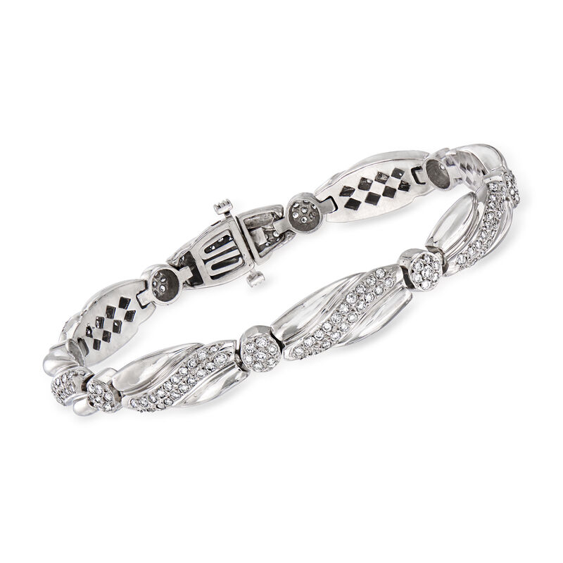 C. 1980 Vintage 3.20 ct. t.w. Diamond Bracelet in 14kt White Gold. 8&quot; image number 0