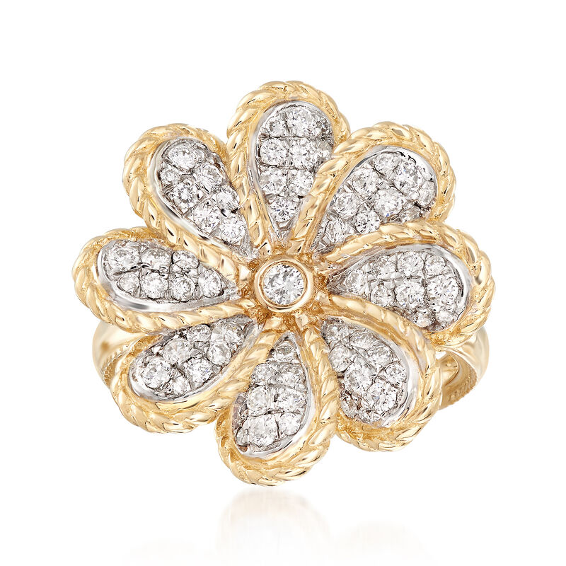 .75 ct. t.w. Diamond Floral Ring in 14kt Yellow Gold image number 0