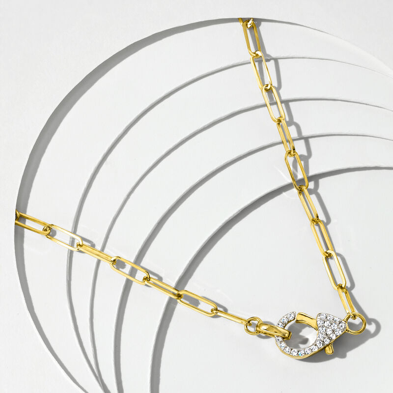 .25 ct. t.w. Pave Diamond Paper Clip Link Necklace in 14kt Yellow Gold image number 3