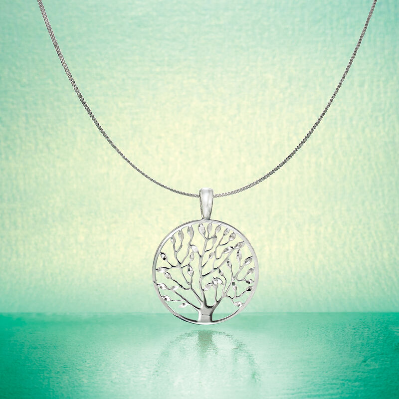 Italian Sterling Silver Tree of Life Pendant Necklace. 18&quot; image number 3