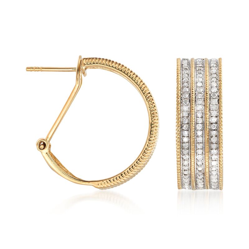 1.00 ct. t.w. Multi-Row Diamond Hoop Earrings in 18kt Gold Over Sterling. 7/8&quot; image number 2