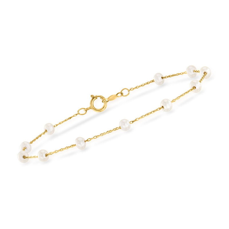 3-3.5mm Cultured Pearl Station Bracelet in 14kt Yellow Gold image number 0