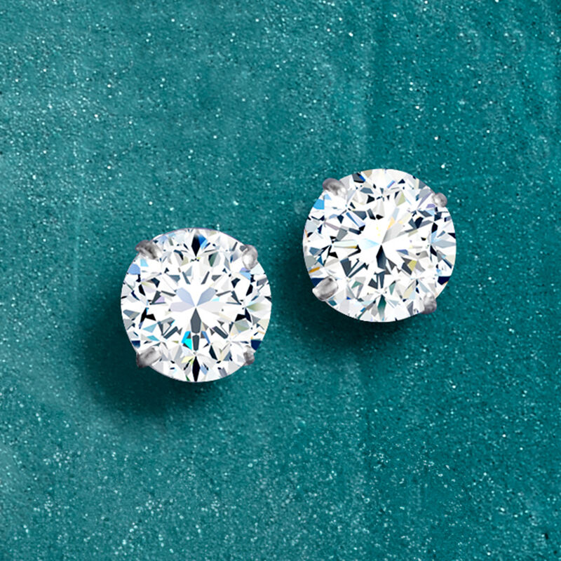 3.00 ct. t.w. CZ Stud Earrings in 14kt White Gold image number 3