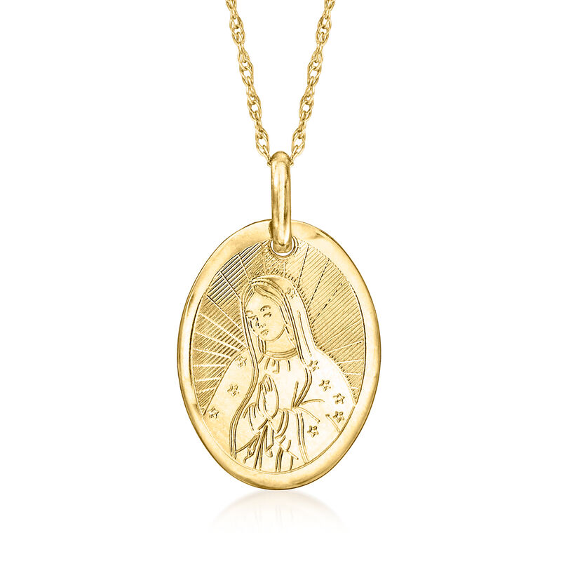 Italian 14kt Yellow Gold Our Lady of Guadalupe Pendant Necklace