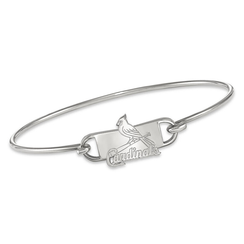 Sterling Silver MLB St. Louis Cardinals Small Center Wire Bangle Bracelet. 7&quot; image number 0