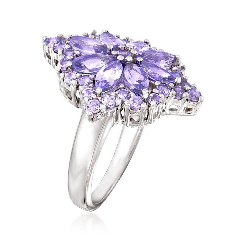 2.70 ct. t.w. Tanzanite Flower Burst Ring in Sterling Silver image number 2