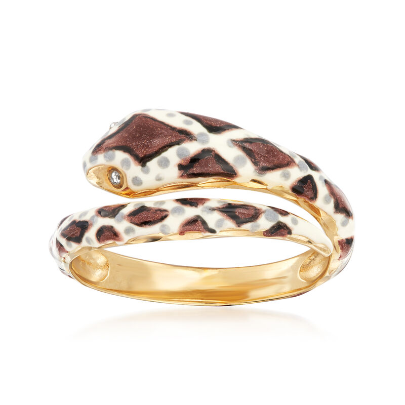 Multicolored Enamel Snake Bypass Ring in 18kt Gold Over Sterling image number 0