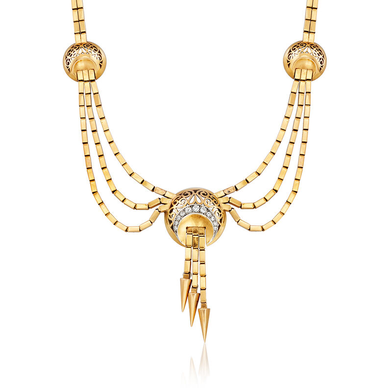 C. 1950 Vintage .65 ct. t.w. Diamond Draped Necklace in 18kt Yellow Gold. 17&quot; image number 0