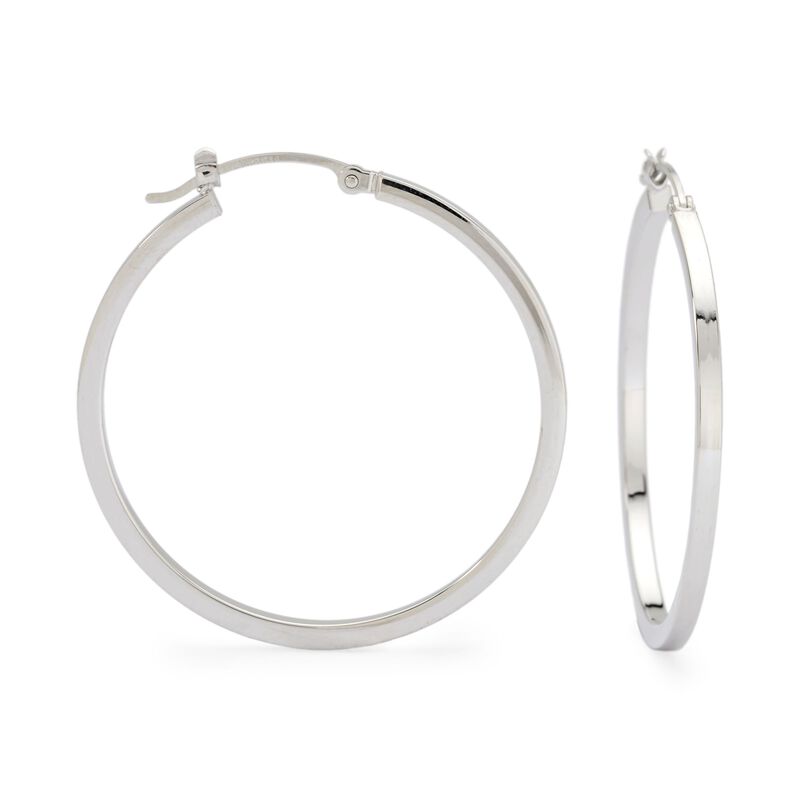 14kt White Gold Hoop Earrings image number 0
