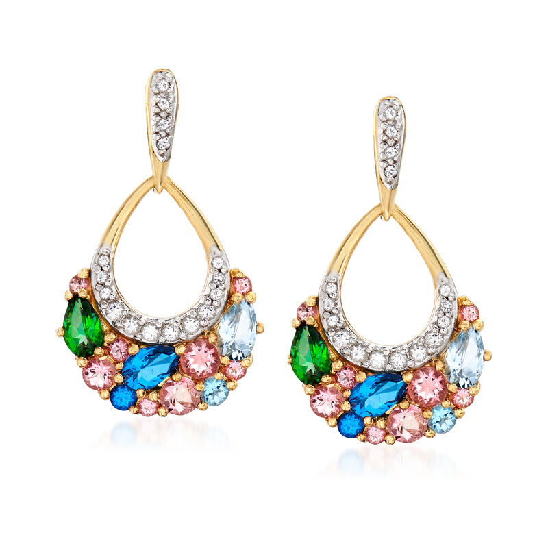 2.40 ct. t.w. Multicolored Swarovski Topaz Drop Earrings in 18kt Gold Over Sterling image number 0