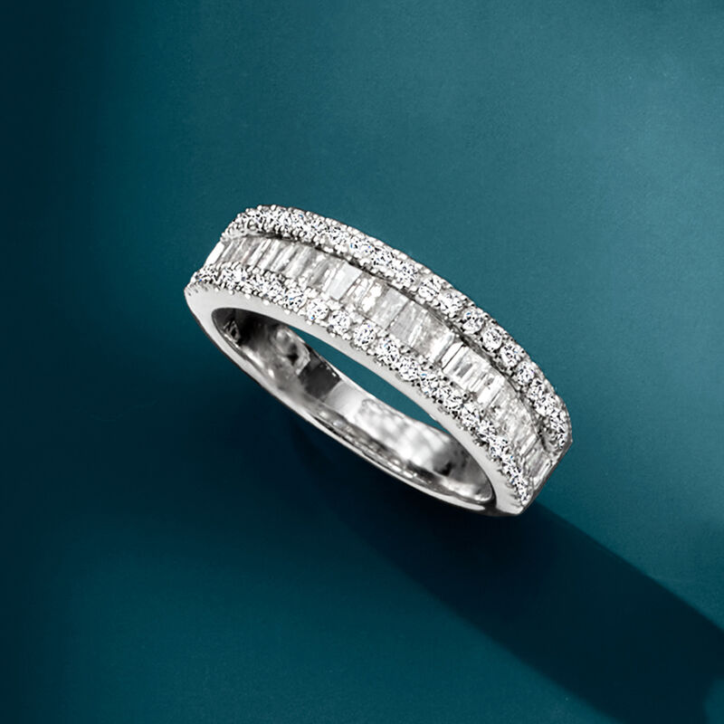1.00 ct. t.w. Baguette and Round Diamond Ring in Sterling Silver image number 4
