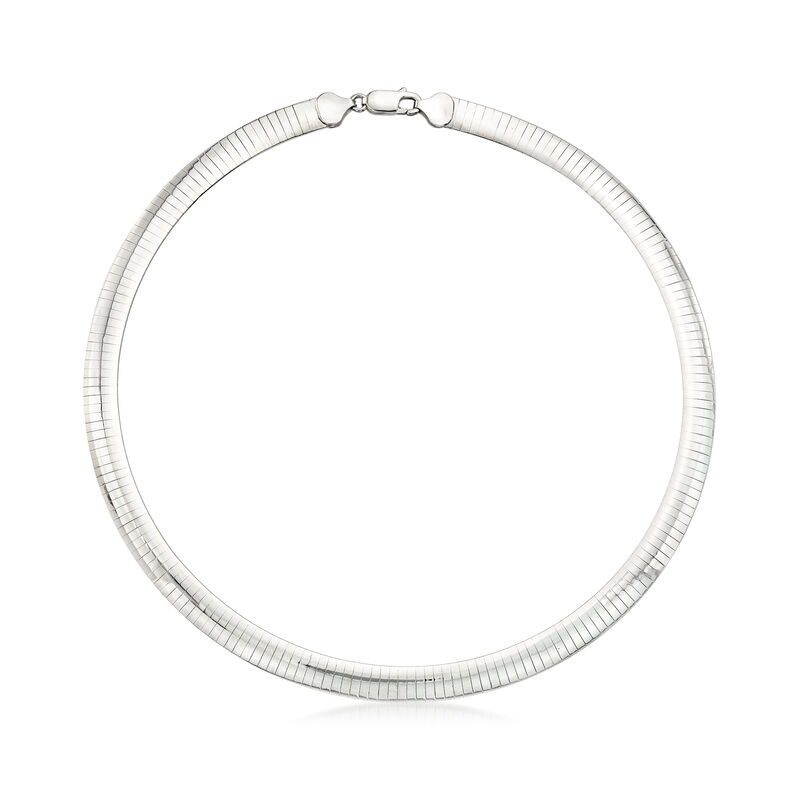 Italian 8mm Sterling Silver Omega Necklace. 16&quot; image number 1