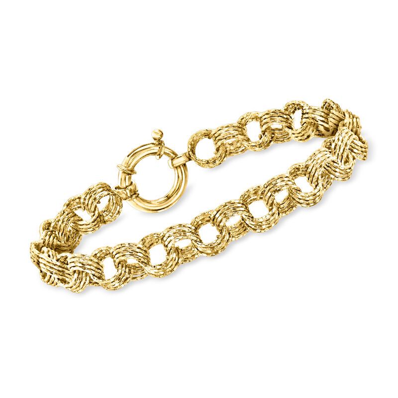 14kt Yellow Gold-Plated Oval-Link Bracelet image number 0