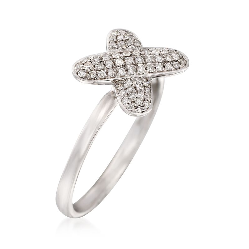 .23 ct. t.w. Pave Diamond X Ring in 14kt White Gold. Size 9 image number 2