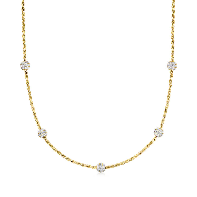 Charles Garnier 2.10 ct. t.w. CZ Ball Station Necklace in 18kt Gold Over Sterling. 18&quot; image number 1