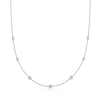 .33 ct. t.w. Graduated Bezel-Set Diamond Station Necklace in 14kt White Gold