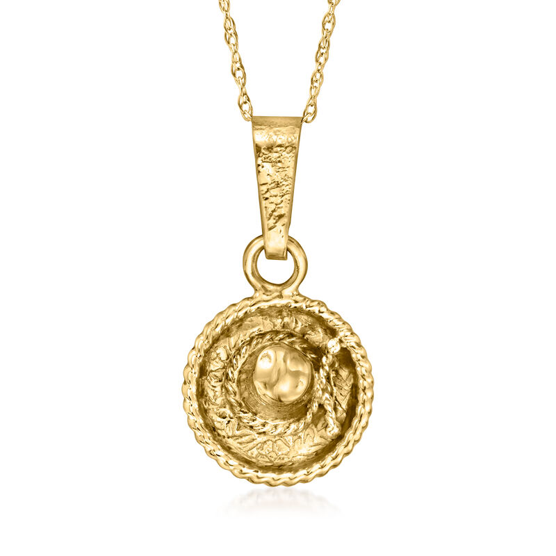 C. 2000 Vintage 14kt Yellow Gold Sombrero Pendant Necklace. 18" image number 0