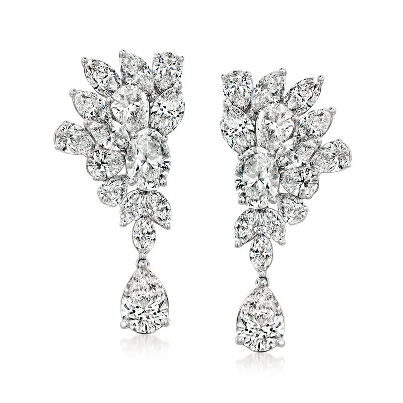 11.00 ct. t.w. Lab-Grown Diamond Cluster Drop Earrings in 14kt White Gold image number 0