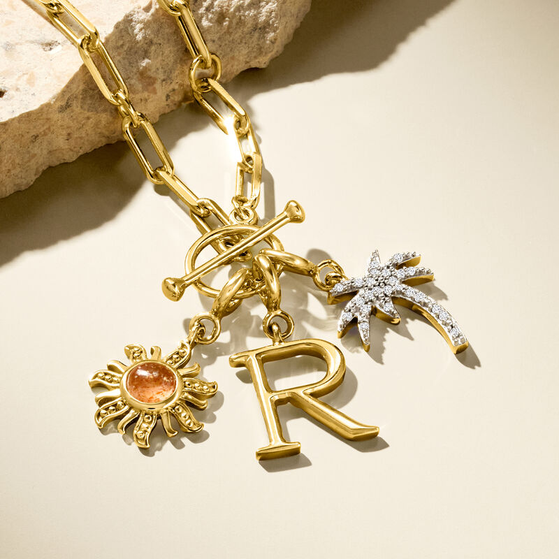 18kt Gold Over Sterling Charm-Compatible Paper Clip Link Toggle Necklace image number 6