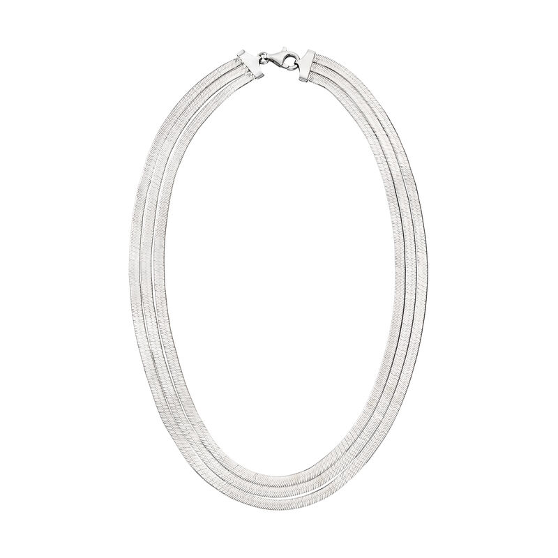 Italian Sterling Silver Layered Herringbone Necklace. 18&quot; image number 2