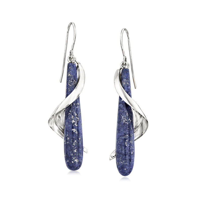 Lapis Spiral Drop Earrings in Sterling Silver image number 0