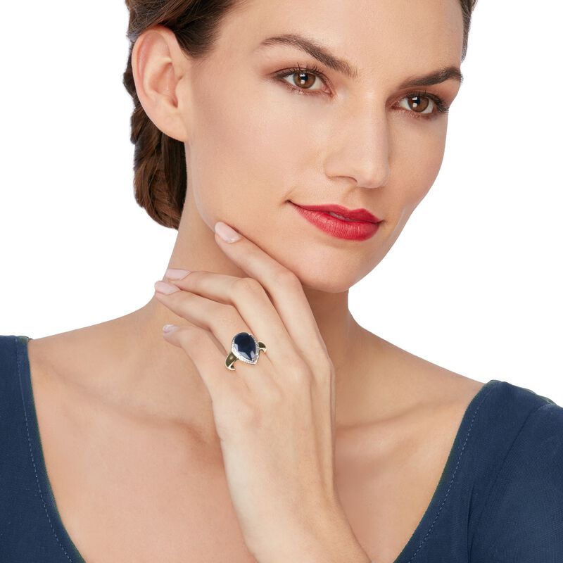 5.50 Carat Sapphire and .13 ct. t.w. Diamond Ring in 14kt Yellow Gold image number 1