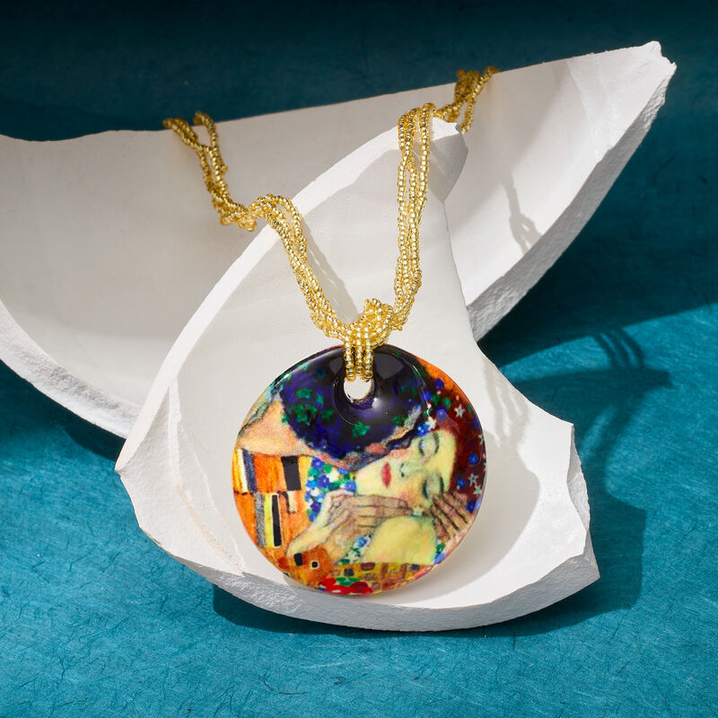 Italian &quot;The Kiss&quot; Murano Glass Multi-Strand Necklace with 18kt Gold Over Sterling image number 2