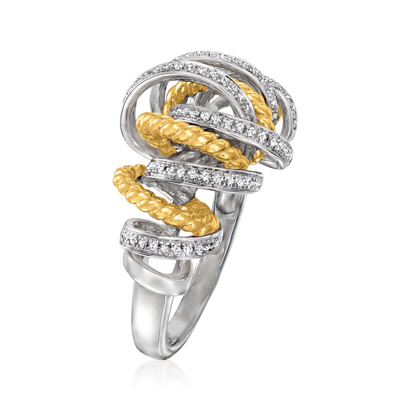 .20 ct. t.w. Diamond Ribbon Ring in Two-Tone Sterling Silver image number 2