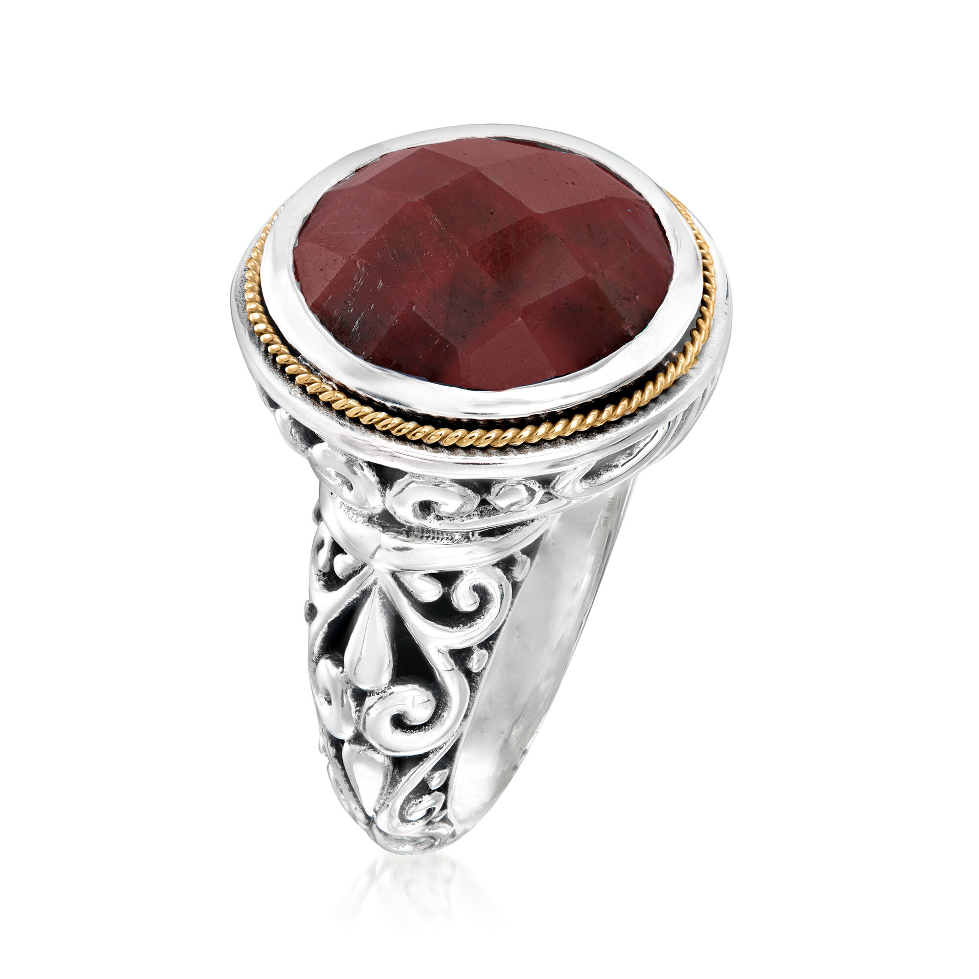 【良好品】 15.00 Carat Ruby Bali-Style Ring in Sterling Silver with アクセサリー
