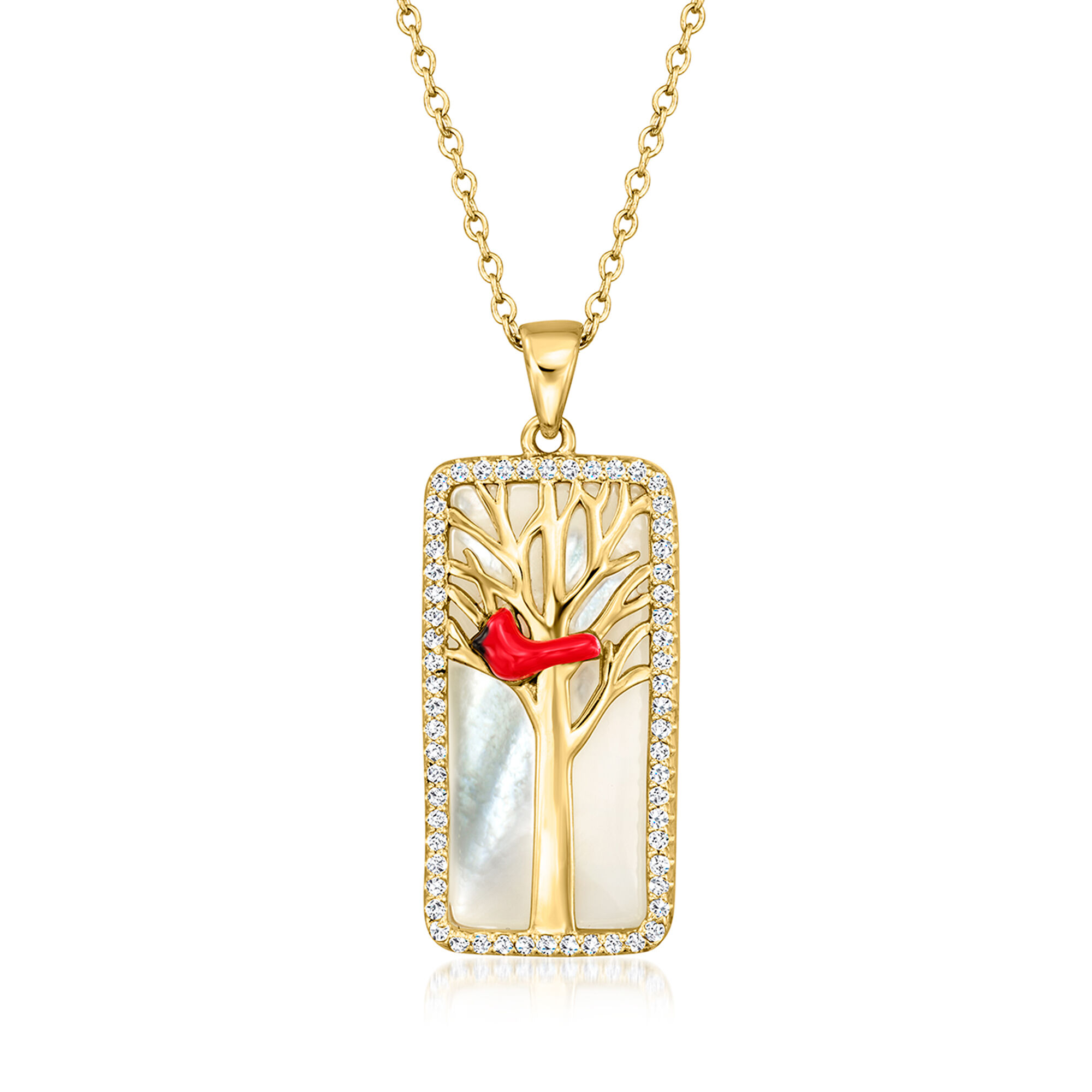 Mother-of-Pearl and .30 ct. t.w. White Topaz Cardinal