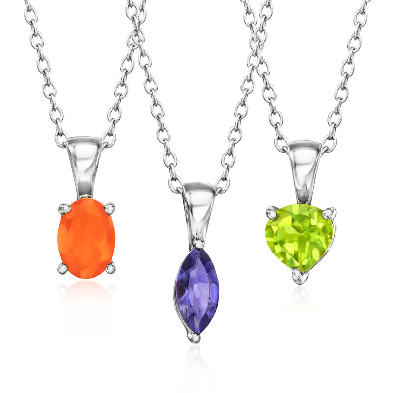 7.00 ct. t.w. Multi-Gem Jewelry Set: Necklace and Seven Pendants in Sterling Silver. 16.5&quot; image number 3