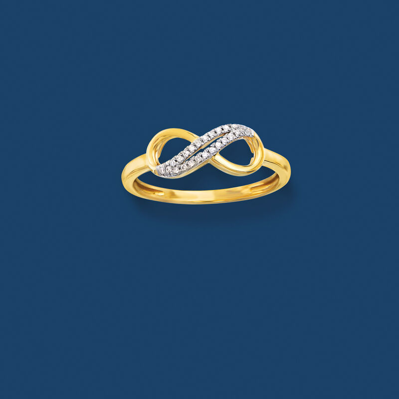 14kt Yellow Gold Infinity Symbol Ring with Diamonds image number 3