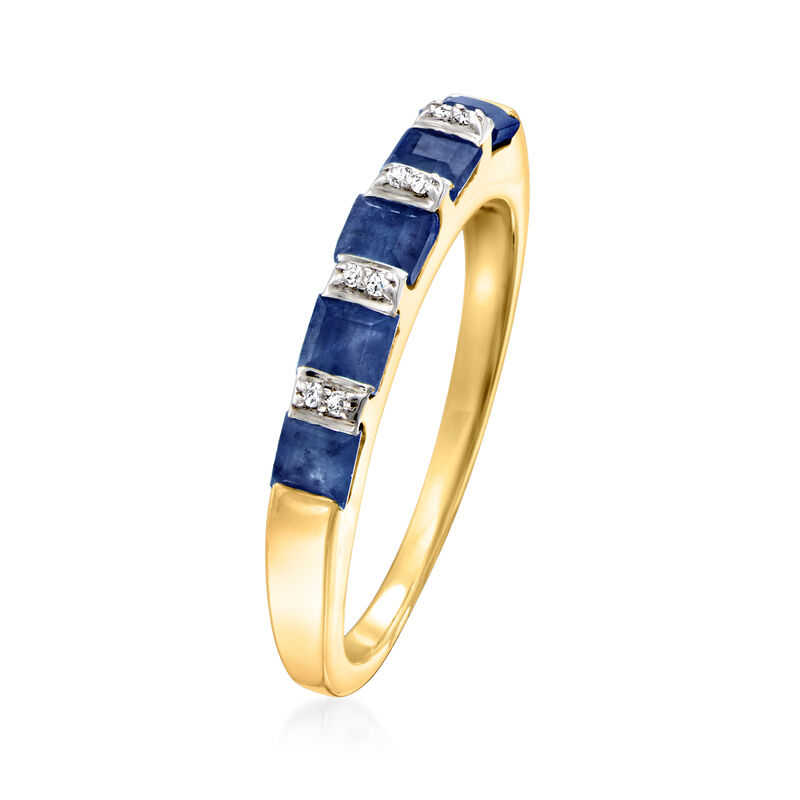 1.30 ct. t.w. Sapphire Ring with Diamonds in 18kt Gold Over Sterling image number 2