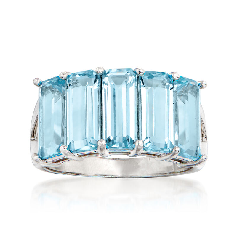 6.25 ct. t.w. Sky Blue Topaz Baguette Ring in Sterling Silver image number 0