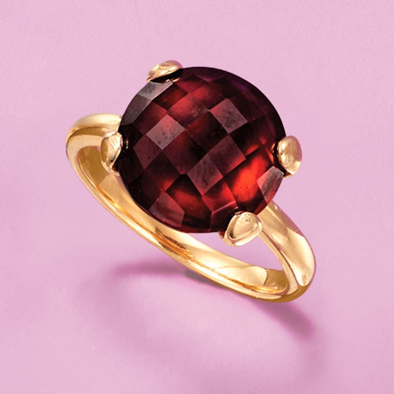 5.75 Carat Garnet Ring in 18kt Gold Over Sterling image number 3
