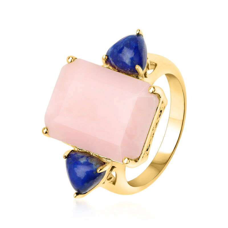 Pink Opal and Lapis Ring in 18kt Gold Over Sterling image number 1