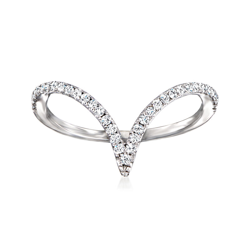 .21 ct. t.w. Diamond Chevron Ring in 14kt White Gold. Size 8 image number 0