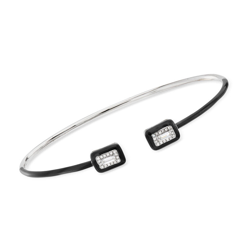 .20 ct. t.w. Diamond Cuff Bracelet with Black Enamel in 18kt White Gold image number 0