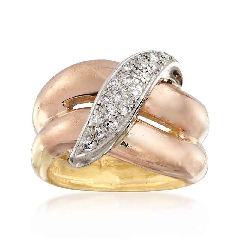 C. 1980 Vintage .25 ct. t.w. Diamond Crossover Ring in 18kt Yellow Gold. Size 5.5 image number 0