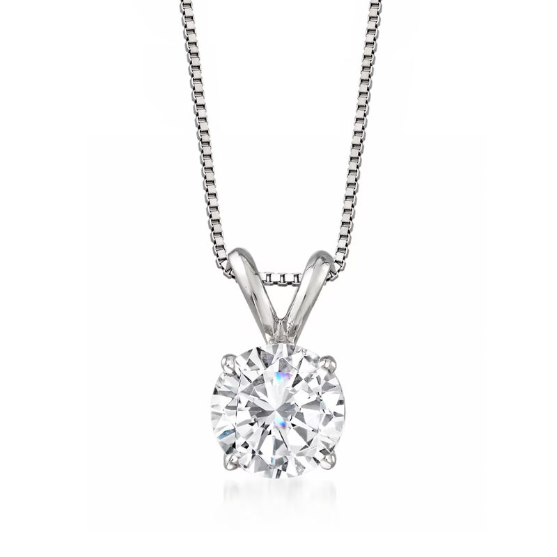 1.00 Carat Diamond Solitaire Necklace in 14kt White Gold. 18&quot; image number 1