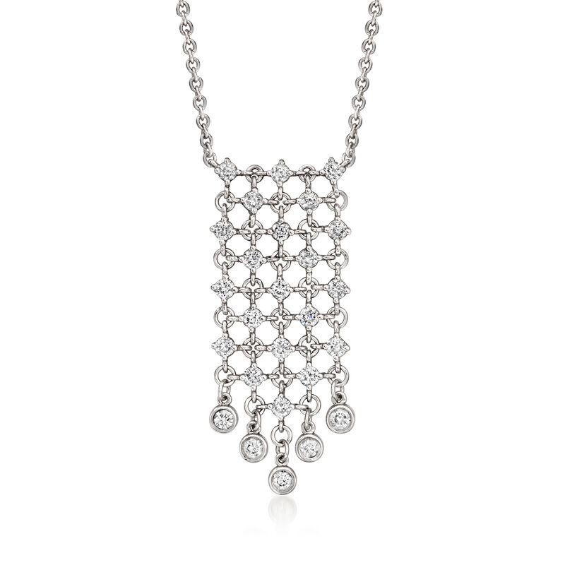C. 1990 Vintage 1.10 ct. t.w. Diamond Bib Necklace in 14kt White Gold. 15.75" image number 0