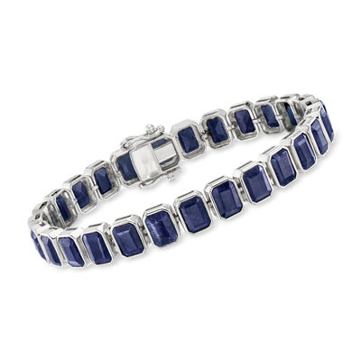 40.00 ct. t.w. Bezel-Set Sapphire Bracelet in Sterling Silver