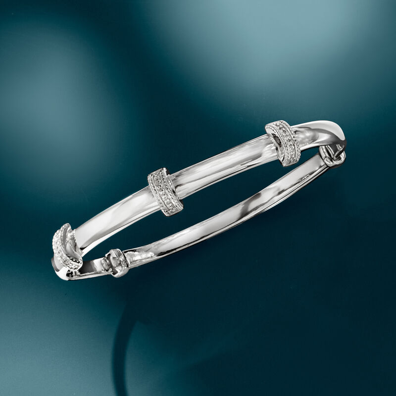 Diamond Bangle Bracelet in Sterling Silver image number 2